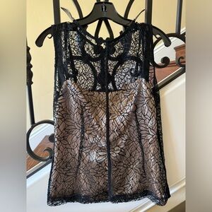 Calvin Rucker Black Lace Holiday Top Size M